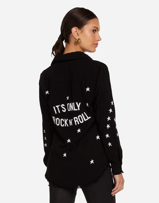 Lauren Moshi Sloane Only Rock N Roll Buttdown Down Shirt