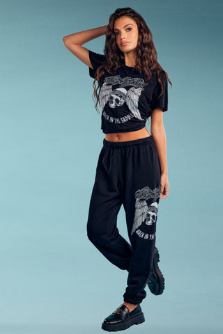 Lauren Moshi Tanzy Crystal Aerosmith Sweatpants