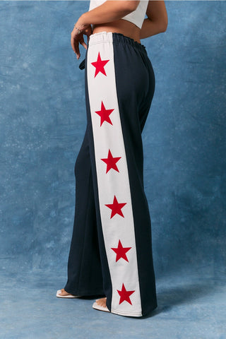 Leap of Fate Wide Leg Star Sweatpants