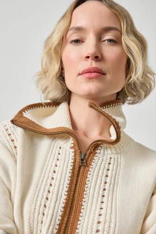 Lilla P Contrast Collar Zip Cardi Jacket