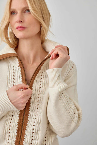 Lilla P Contrast Collar Zip Cardi Jacket