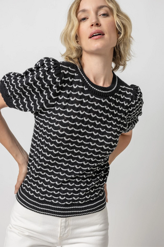 Lilla P Pointelle Crewneck Sweater - Premium Shirts & Tops at Lonnys NY - Just $172! Shop Womens clothing now 
