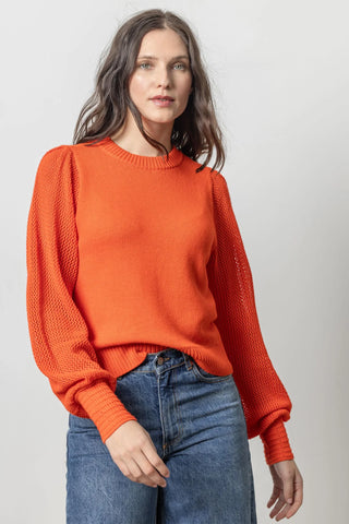 Lilla P Pointelle Sleeve Sweater - Premium clothing at Lonnys NY - Just $194! Shop Womens clothing now 