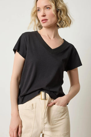 Lilla P Relaxed Short Sleeve V Neck Tee