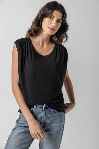 Lilla P Shirred Shoulder Scoop Tee - Premium clothing at Lonnys NY - Just $92! Shop Womens clothing now 