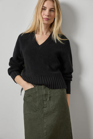 Lilla P V Neck Saddle Sweater