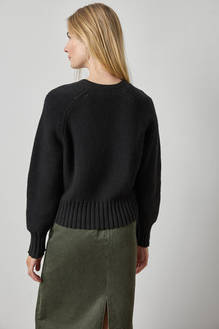 Lilla P V Neck Saddle Sweater
