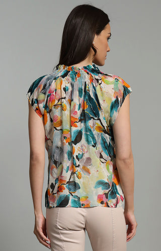 Lola + Sophie Poetic Garden Tie Neck Top