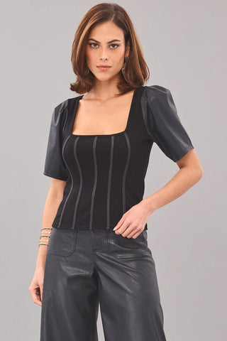 Lola & Sophie Ponte Leather Corset *FINAL SALE* - Premium clothing at Lonnys NY - Just $95! Shop Womens clothing now 