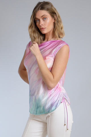 Lola & Sophie Side Ruched Tie Dye Top