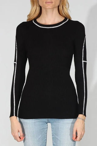 Lonnys Contrast Stitch Scoopneck Shirt - Premium clothing at Lonnys NY - Just $110! Shop Womens clothing now 