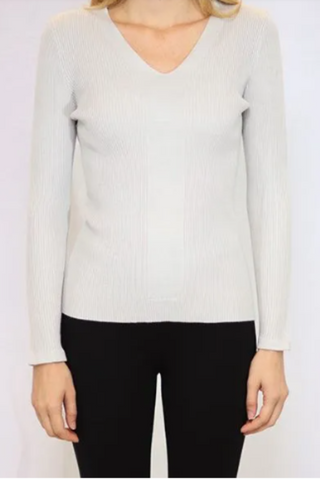 Lonnys V-Neck long sleeve rib pullover w jersey panels - Premium sweater from Lonnys NY - Just $97! Shop now 