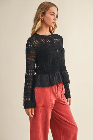 Love & Luxury Lace Bottom Knit Cardigan