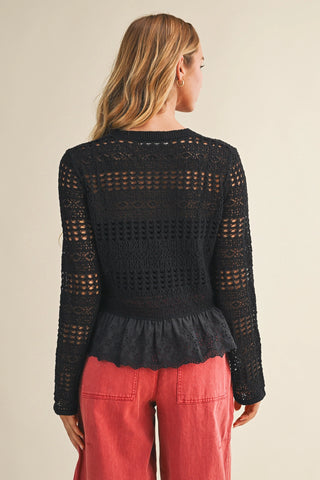 Love & Luxury Lace Bottom Knit Cardigan