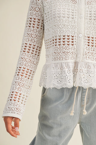 Love & Luxury Lace Bottom Knit Cardigan