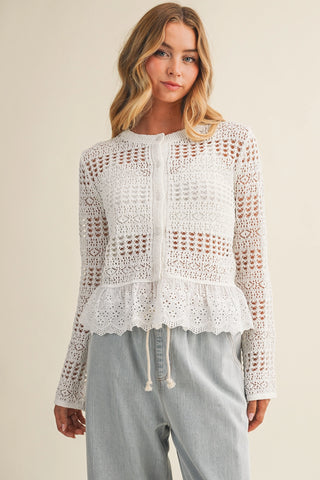 Love & Luxury Lace Bottom Knit Cardigan