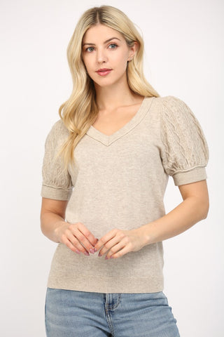 Love & Revenge Cashmere Blend Puff Sleeve Shirt - Premium clothing at Lonnys NY - Just $84! Shop Womens clothing now 