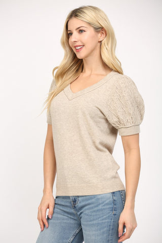 Love & Revenge Cashmere Blend Puff Sleeve Shirt - Premium clothing at Lonnys NY - Just $84! Shop Womens clothing now 