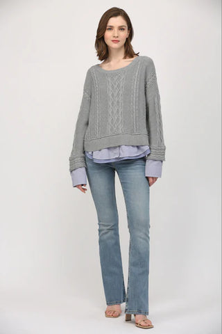 Love & Revenge Illusion Cable Knit Sweater - Premium clothing at Lonnys NY - Just $87! Shop Womens clothing now 