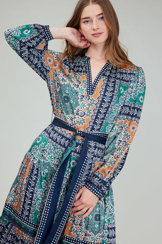 Madison Boho Printed Belted Maxi Dress