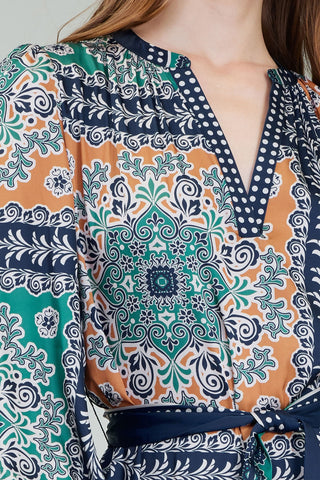 Madison Boho Printed Belted Maxi Dress