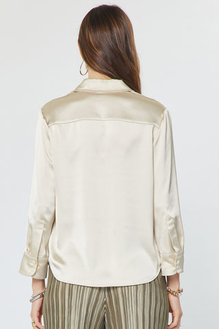 Madison 3/4 Sleeve Satiny Button Down Shirt