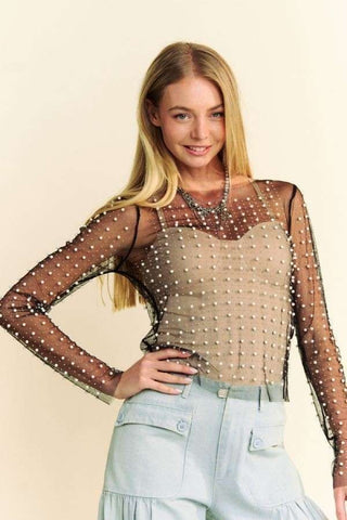 Madison Bead & Pearl Mesh Top