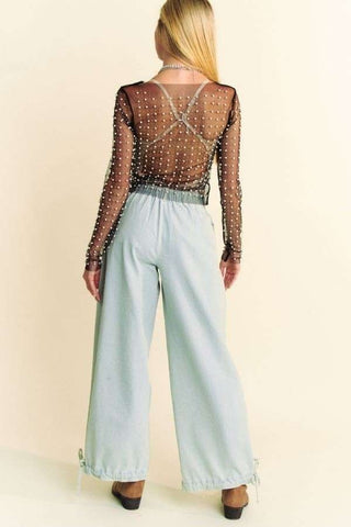 Madison Bead & Pearl Mesh Top