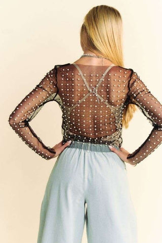 Madison Bead & Pearl Mesh Top