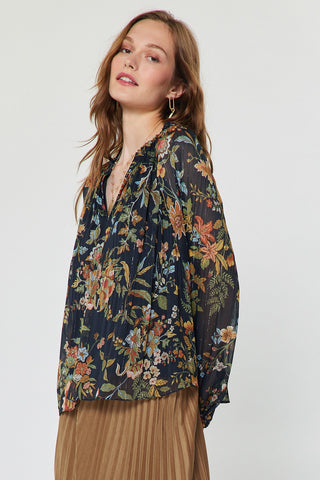 Madison Botanical Print Pleated Blouse