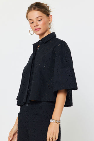 Madison Eyelet Embroidered Cropped Shirt