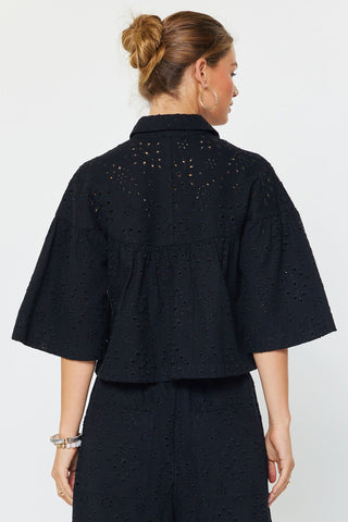 Madison Eyelet Embroidered Cropped Shirt