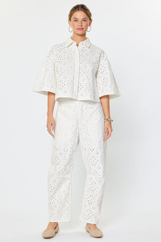 Madison Eyelet Embroidered Cropped Shirt