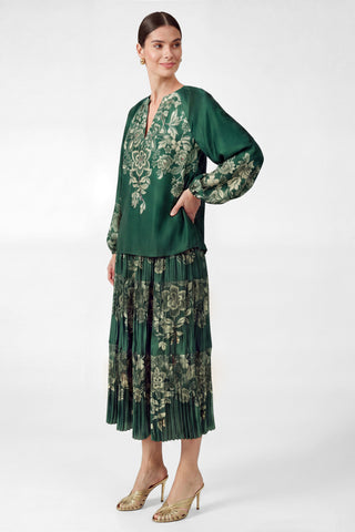 Madison Floral Printed Split Neck Blouse