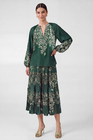 Madison Floral Printed Split Neck Blouse