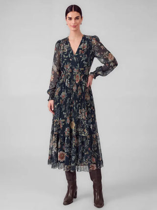Madison Floral Surplice Pleated Maxi Dress