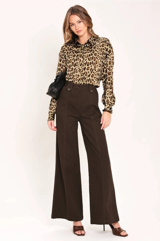 Madison Leopard Print Woven Button Down Shirt