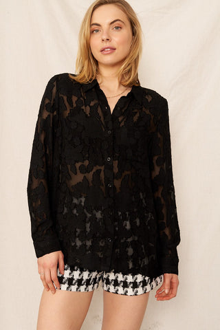 Madison Long Sleeve Burnout Button Down