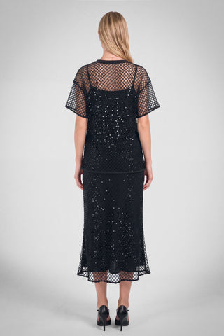 Madison Mesh Sequin Short Sleeve Shirt with Cami