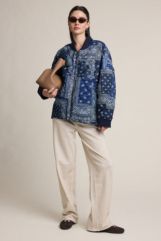Madison Paisely Bandana Quilted Bomber Jacket