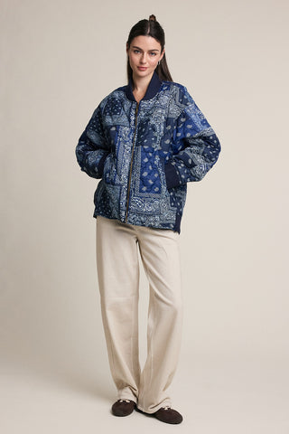 Madison Paisely Bandana Quilted Bomber Jacket