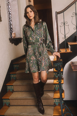 Madison Paisley Printed Shirt Dress