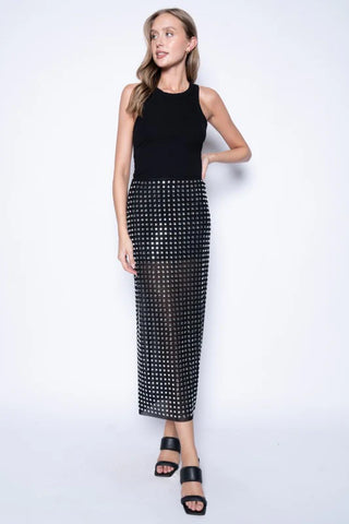Madison Rhinestone Bodycon Midi Skirt