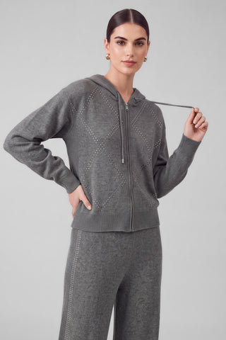 Madison Zip Up Rhinestone Hoodie