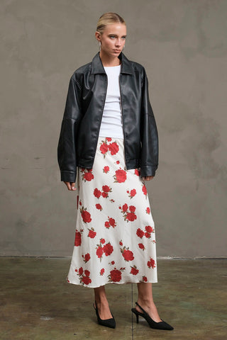 Madison Rose Print Midi Skirt