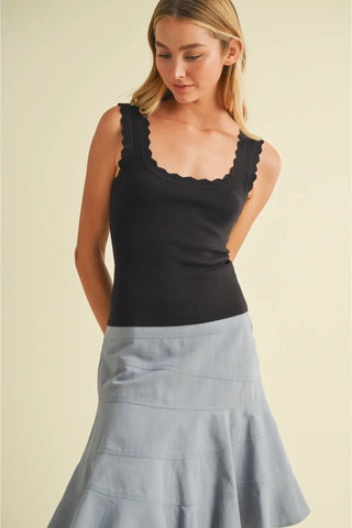 Madison Scalloped Strap Tank Top - Premium clothing at Lonnys NY - Just $62! Shop Womens clothing now 