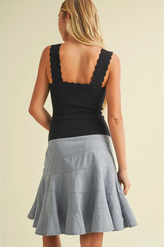 Madison Scalloped Strap Tank Top - Premium clothing at Lonnys NY - Just $62! Shop Womens clothing now 