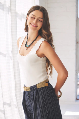 Madison Scalloped Strap Tank Top - Premium clothing at Lonnys NY - Just $62! Shop Womens clothing now 