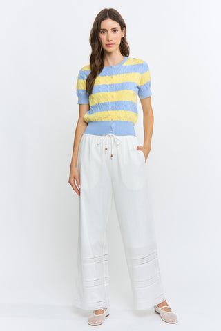 Madison Striped Short Sleeve Cardigan