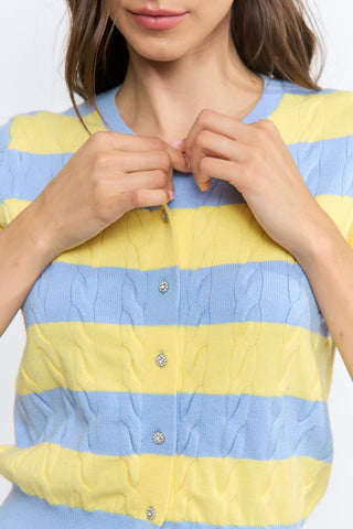 Madison Striped Short Sleeve Cardigan